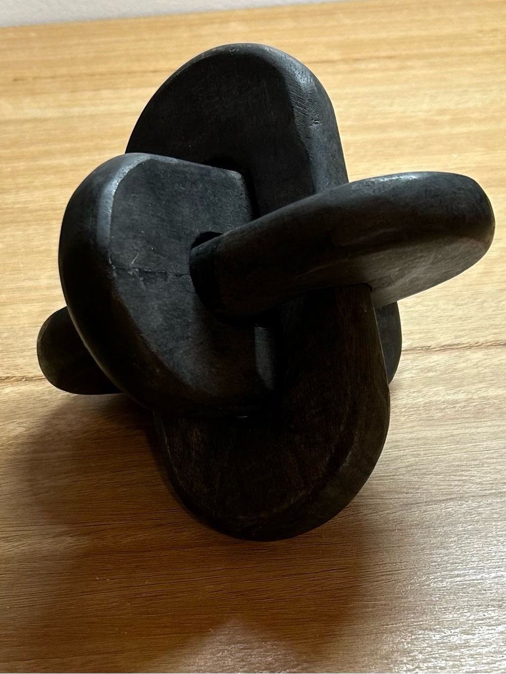 Elegant Black Wooden Knot Sculpture Accent